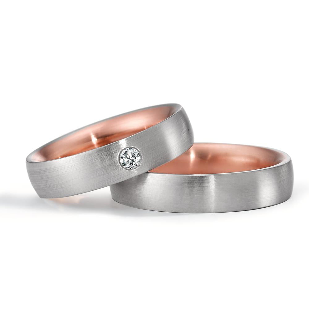 Wedding Ring 18k Red Gold, Platinum 950