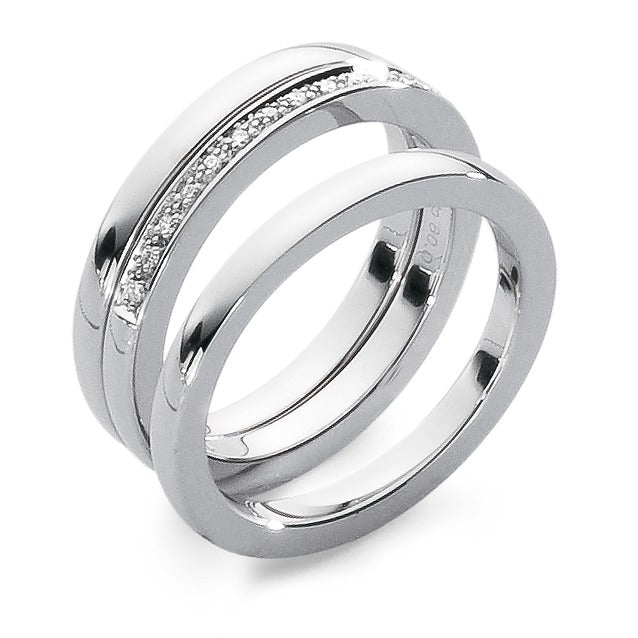 Ring 18k White Gold Diamond 0.06 ct, 13 Stones, w-si