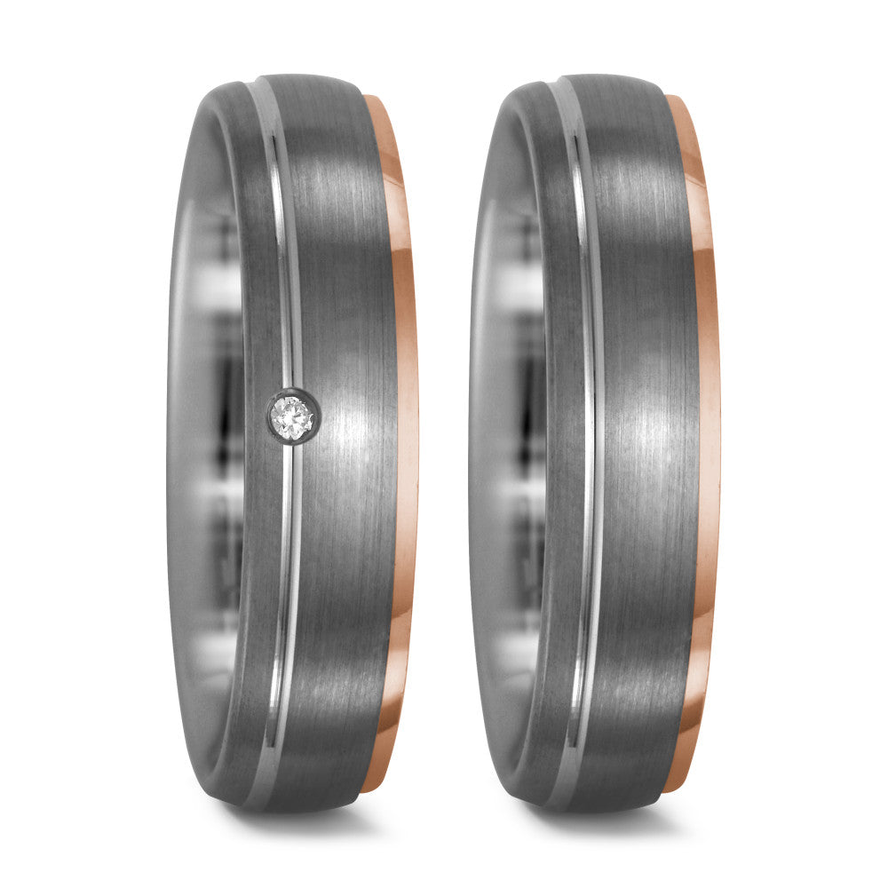 Ring Palladium 950, 18k Red Gold Diamond 0.015 ct, tw-vsi