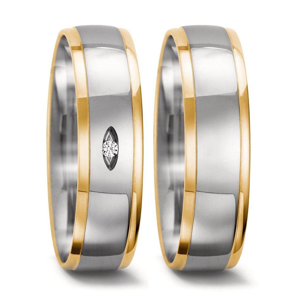 Wedding Ring 18k White Gold, 18k Yellow Gold