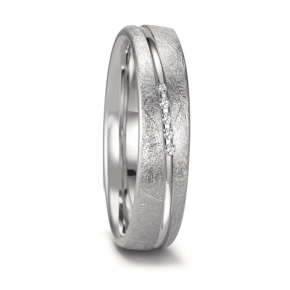 Wedding Ring 18k White Gold Diamond 0.025 ct, 5 Stones, tw-si