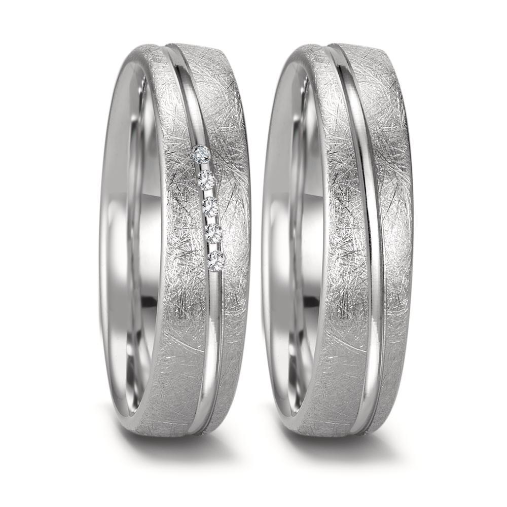 Wedding Ring 18k White Gold Diamond 0.025 ct, 5 Stones, tw-si