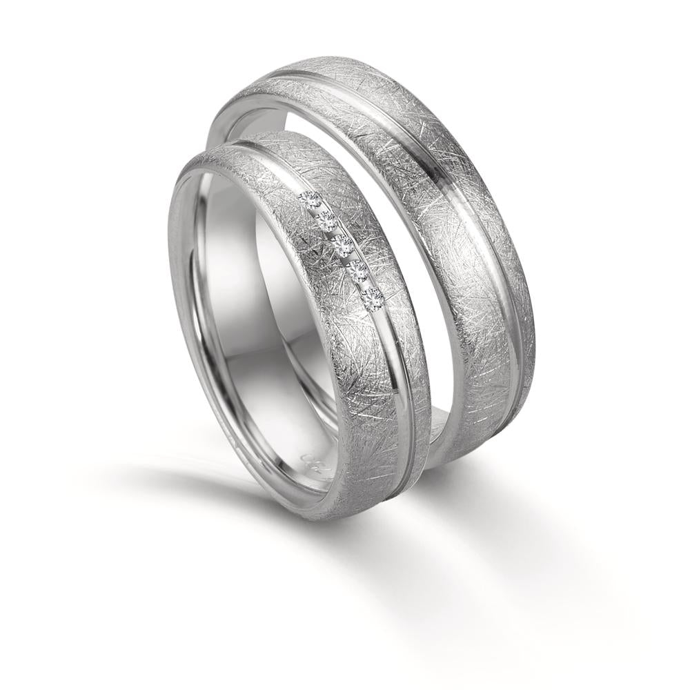Wedding Ring 18k White Gold Diamond 0.025 ct, 5 Stones, tw-si