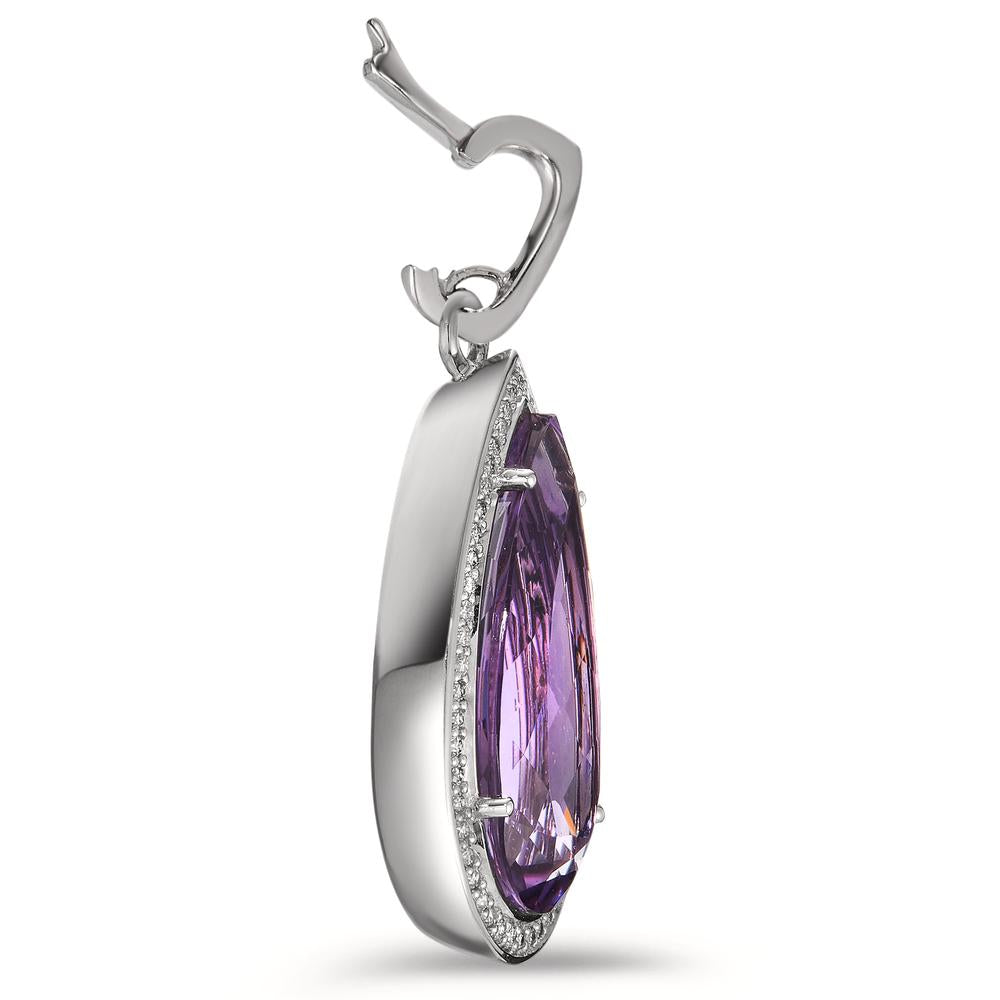 Pendant 18k White Gold Amethyst Violet, 52 Stones, brilliant, tw-vsi