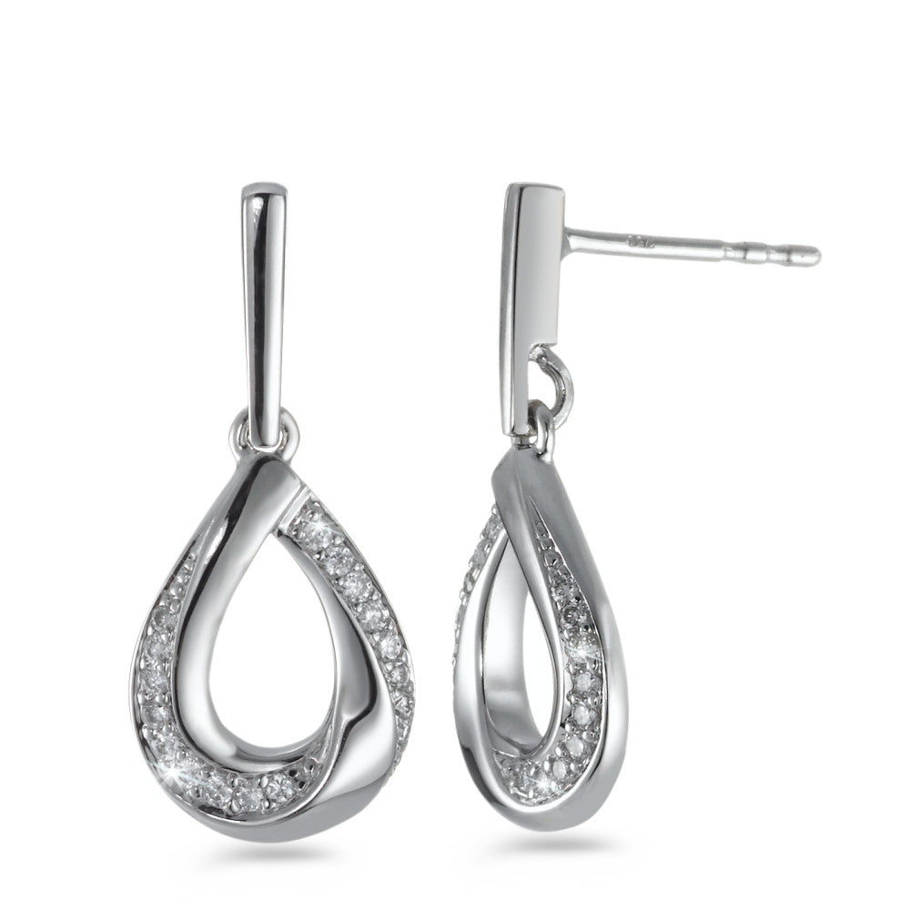 Drop Earrings 18k White Gold Diamond White, 0.16 ct, 34 Stones, brilliant, w-si