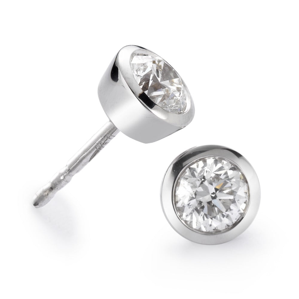 Stud earrings 18k White Gold Diamond White, 0.50 ct, 2 Stones, brilliant, w-si Ø5.5 mm