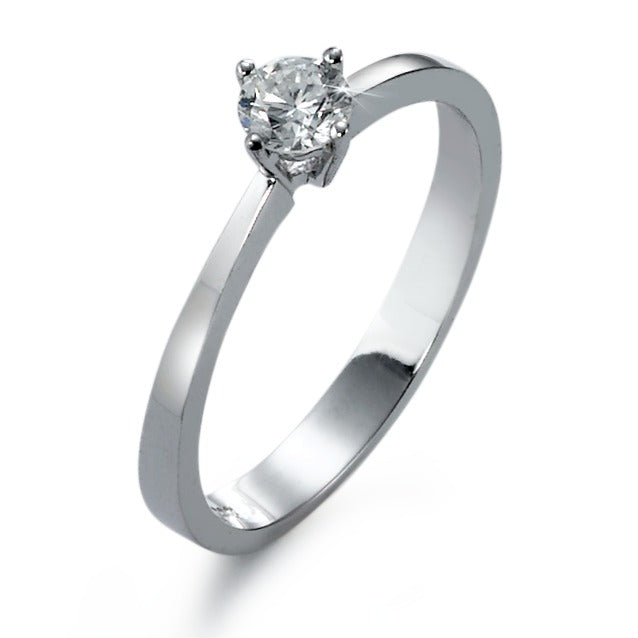 Solitaire ring 18k White Gold Diamond White, 0.30 ct, si Rhodium plated