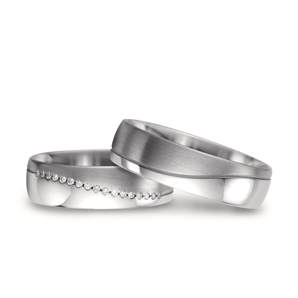 Wedding Ring 14k White Gold Diamond White, 0.085 ct, 17 Stones, w-si
