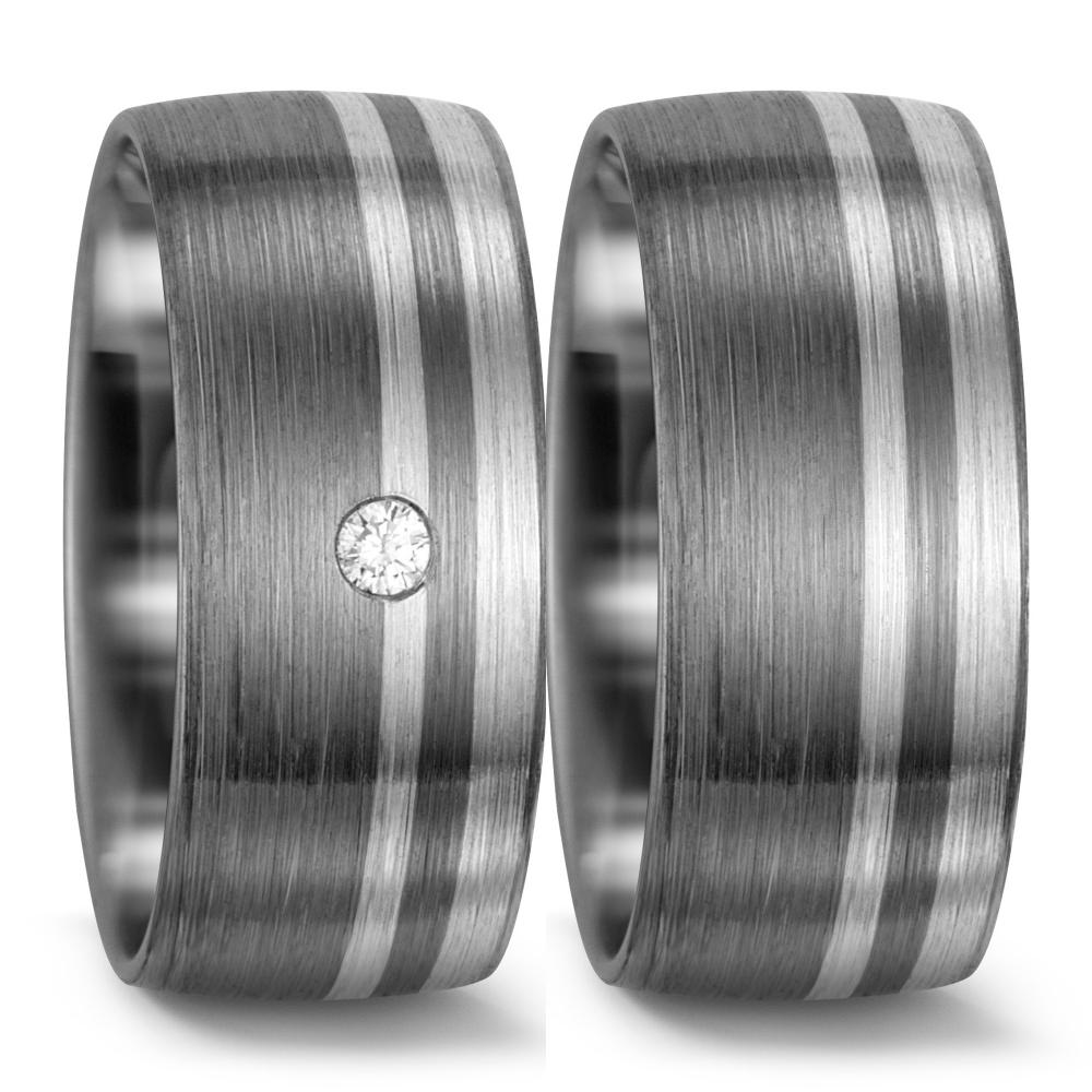 Wedding Ring 9k White Gold, Palladium 500 Diamond White, 0.03 ct, w-si