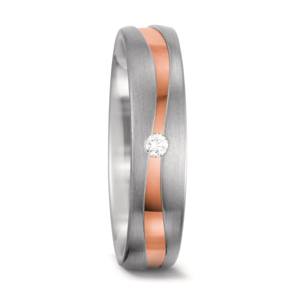 Wedding Ring 18k White Gold, 18k Red Gold Diamond White, 0.03 ct, tw-vsi