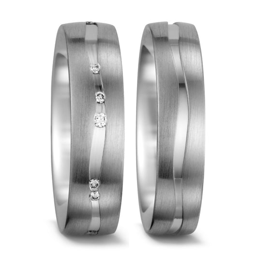 Wedding Ring 18k White Gold Diamond White, 0.095 ct, 12 Stones, tw-vsi