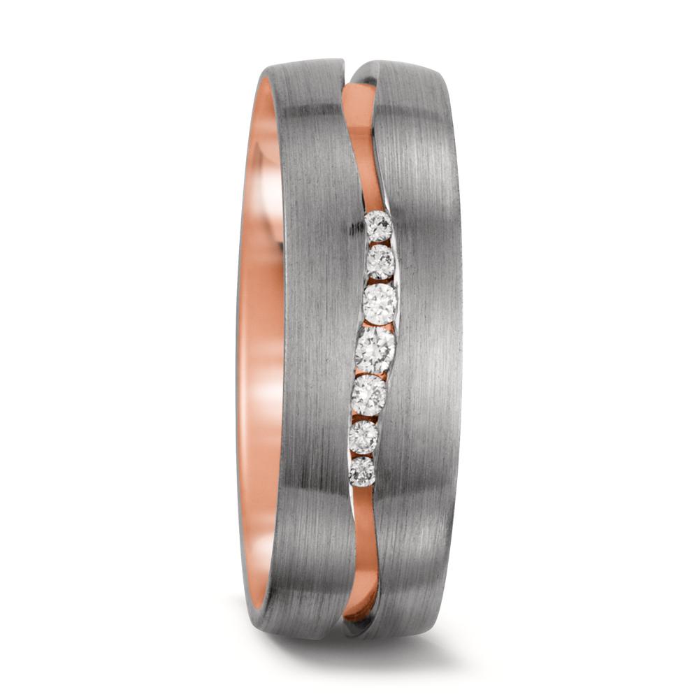 Wedding Ring 18k Red Gold, 18k White Gold Diamond White, 0.061 ct, 7 Stones, tw-vsi