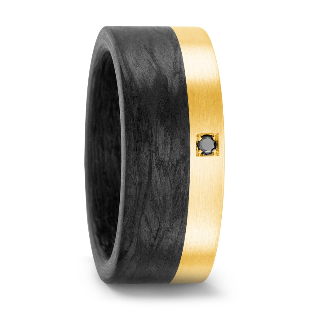 Ring Carbon, 18k Yellow Gold