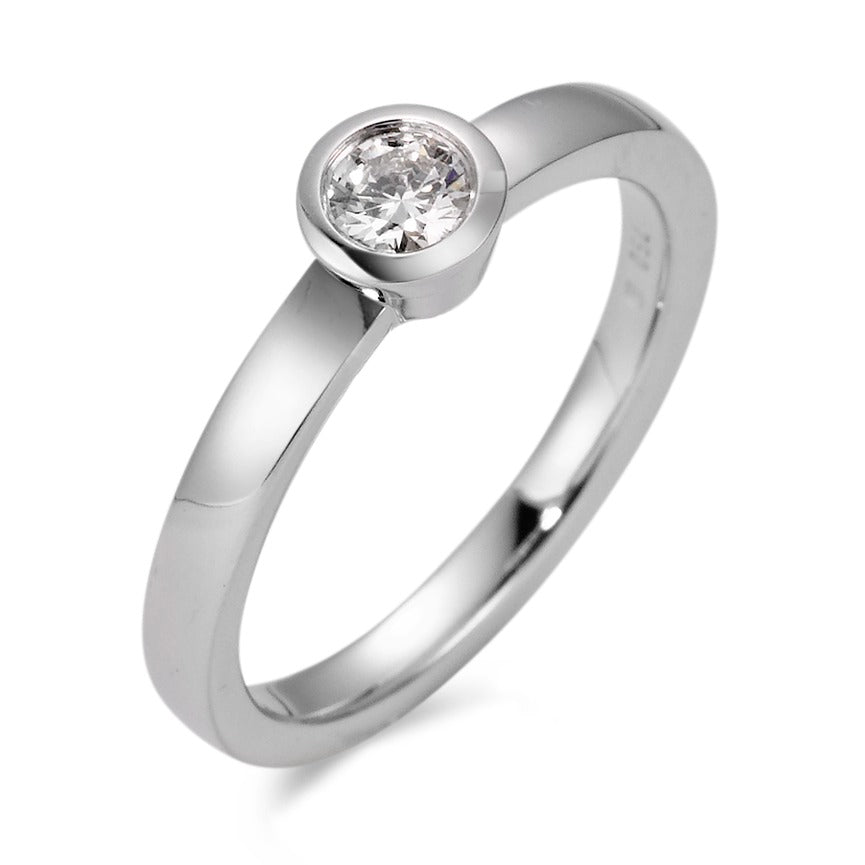 Solitaire ring 18k White Gold Diamond White, 0.33 ct, brilliant, w-si