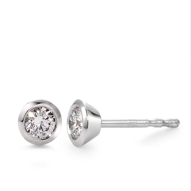 Stud earrings 18k White Gold Diamond White, 0.10 ct, 2 Stones, brilliant, w-si Ø4 mm