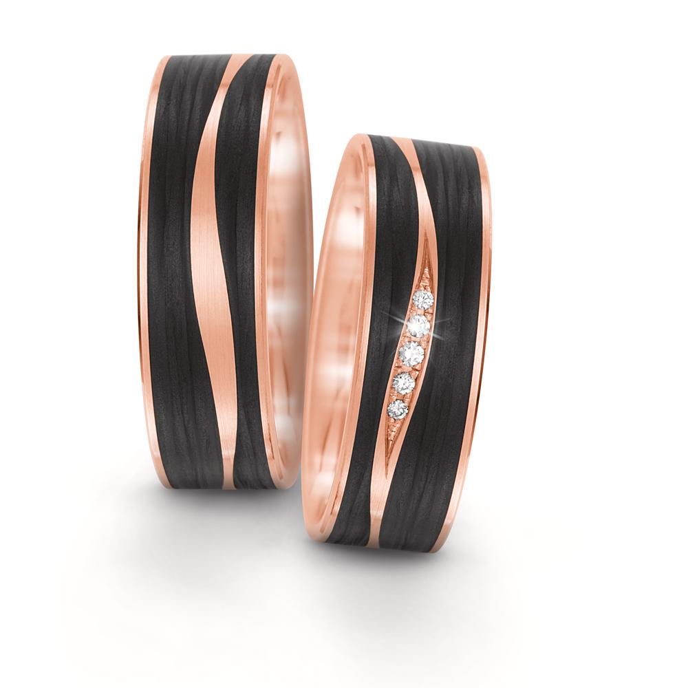Wedding Ring 14k Rose Gold, Carbon