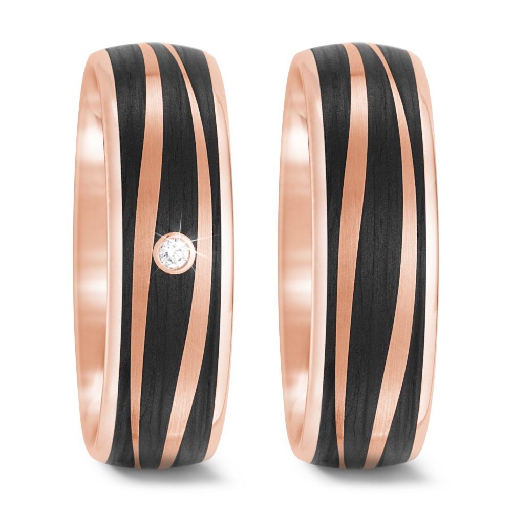 Wedding Ring 14k Rose Gold, Carbon
