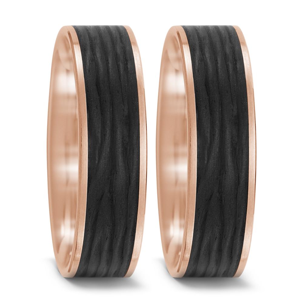 Wedding Ring 14k Rose Gold, Carbon