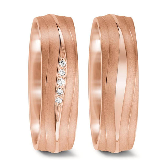 Wedding Ring 18k Rose Gold Diamond 0.028 ct, 5 Stones, tw-vsi