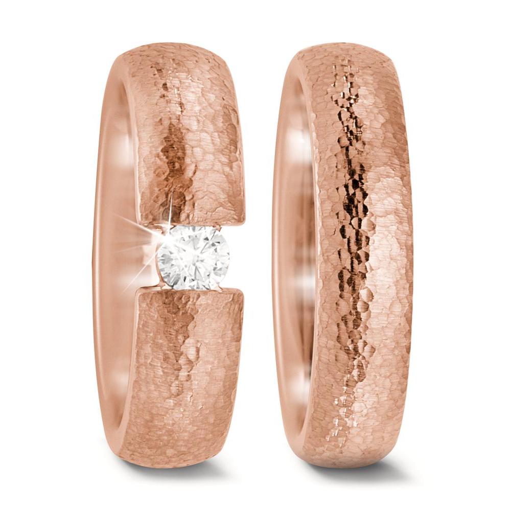 Wedding Ring 18k Red Gold Diamond 0.15 ct, w-si