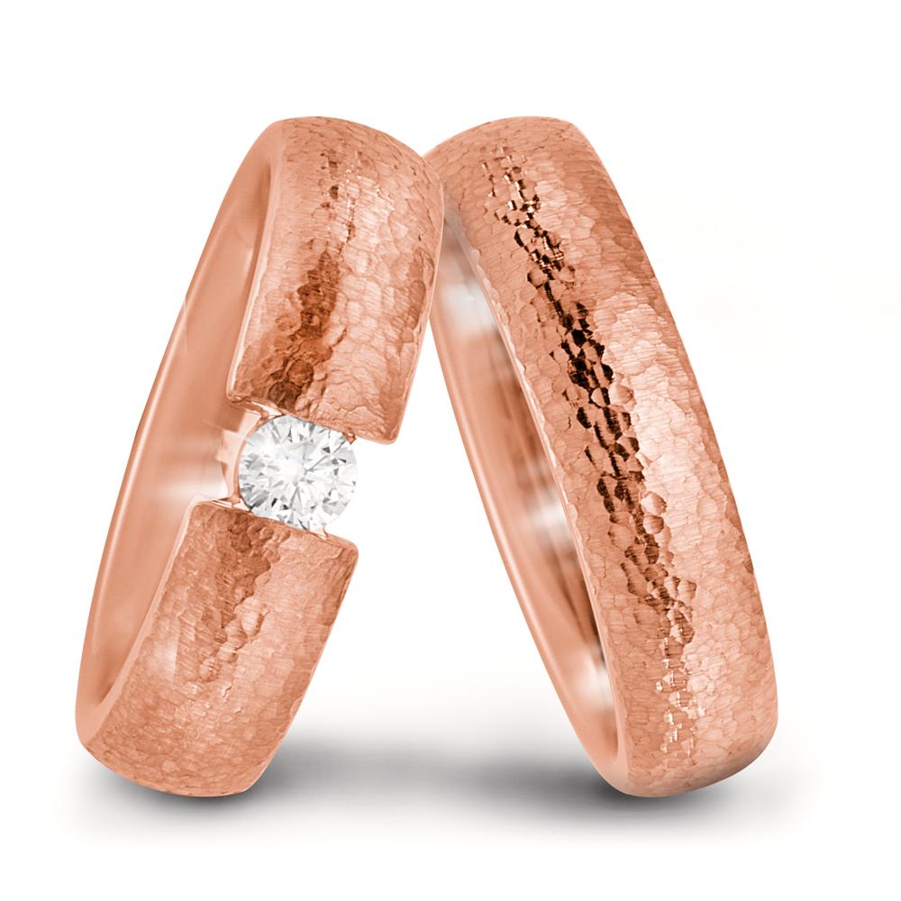 Wedding Ring 18k Red Gold Diamond 0.15 ct, w-si