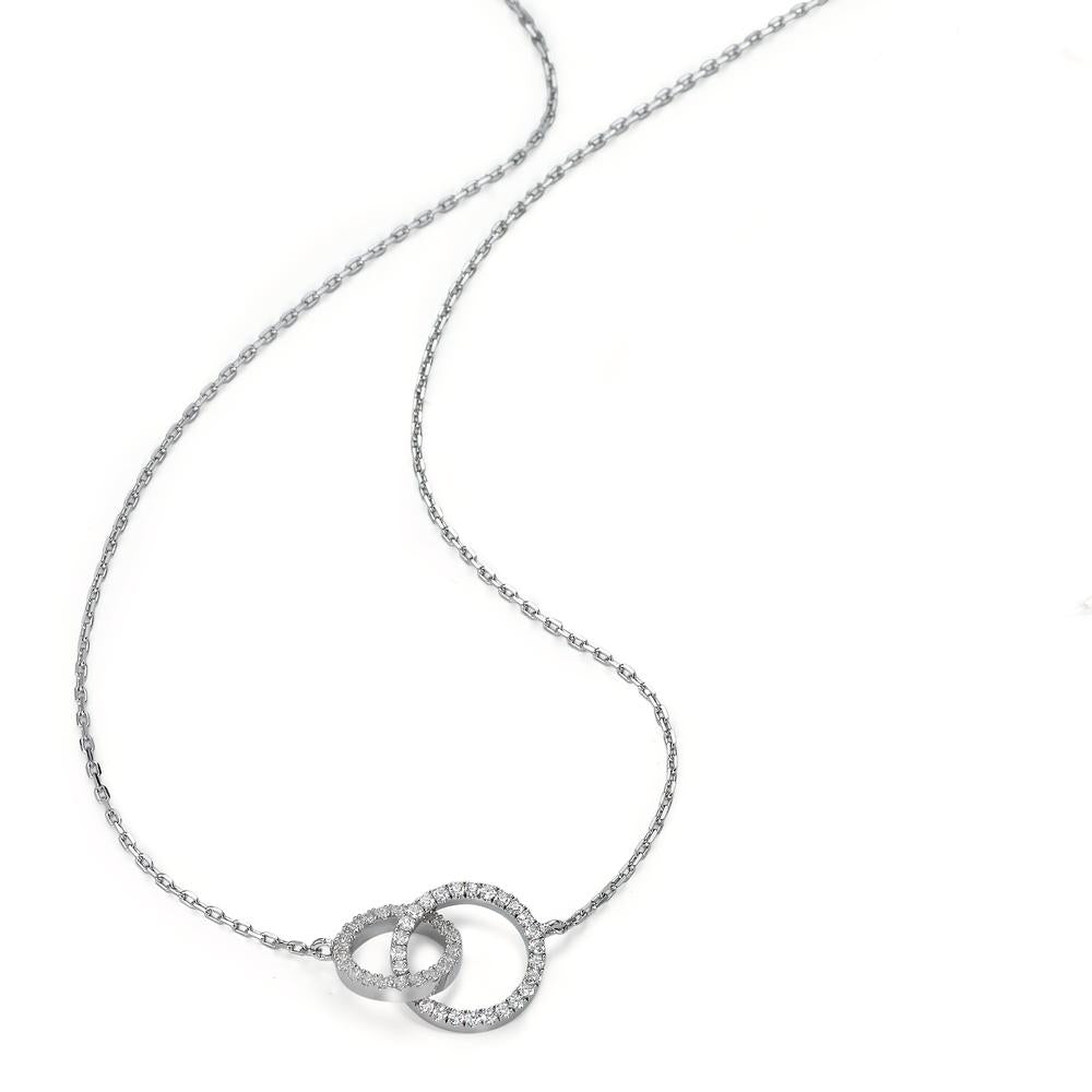 Necklace Silver Zirconia Rhodium plated 42-46 cm Ø10 mm
