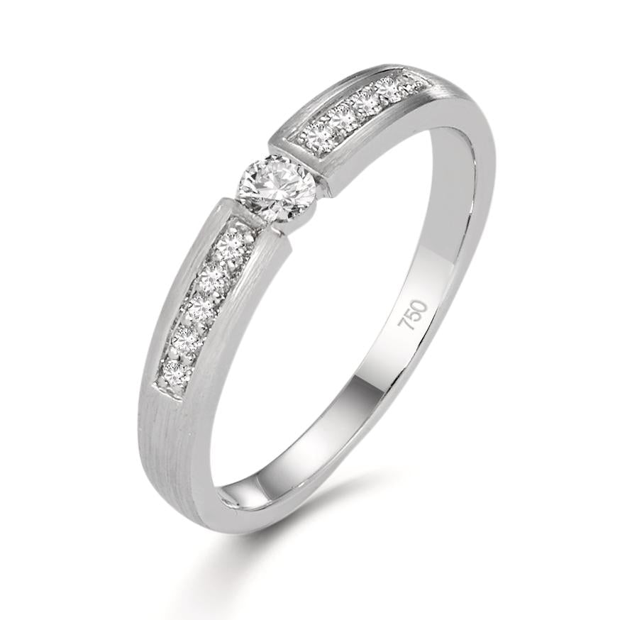 Solitaire ring 18k White Gold Diamond 0.20 ct, 11 Stones, w-si