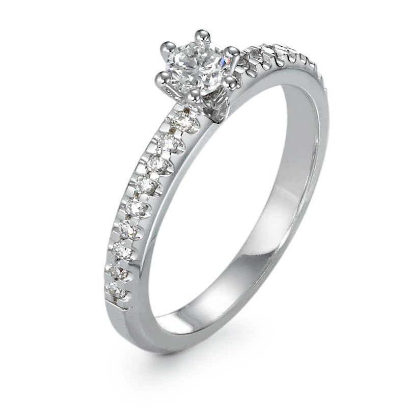 Solitaire ring 18k White Gold Diamond 0.41 ct, 19 Stones, w-si