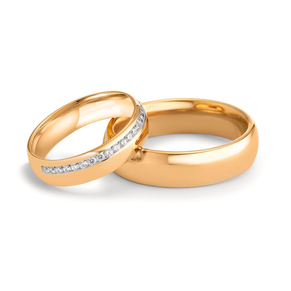 Wedding Ring 18k Rose Gold Diamond 0.21 ct, 21 Stones, tw-vsi