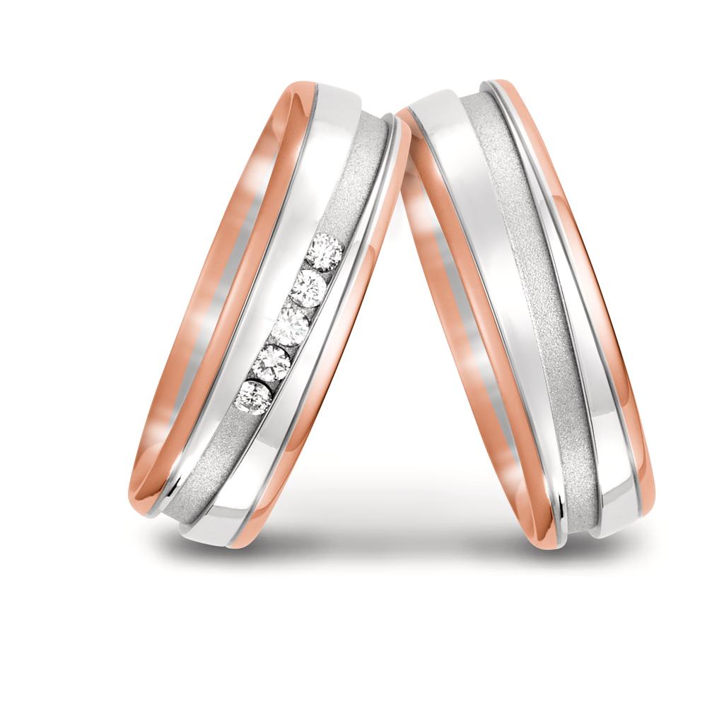 Wedding Ring 18k Red Gold, 18k White Gold