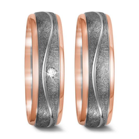 Wedding Ring 18k Red Gold, Palladium 500