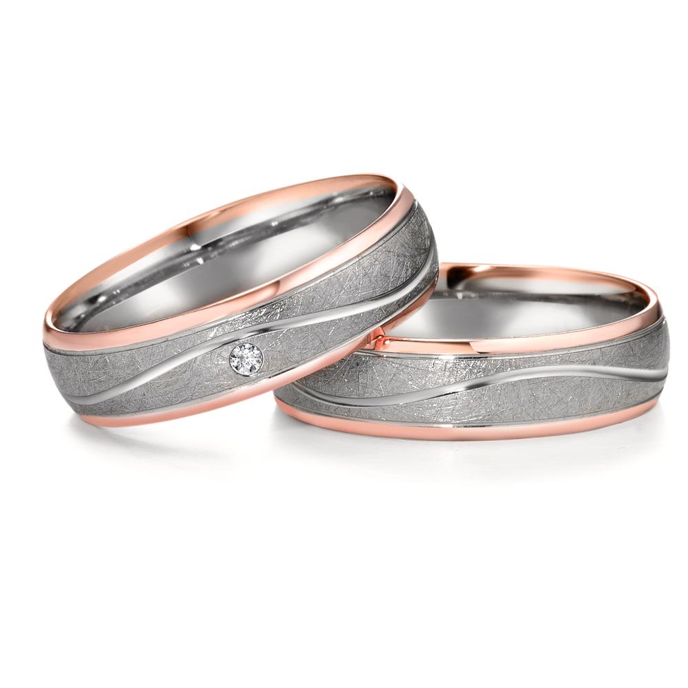 Wedding Ring 18k Red Gold, Palladium 500