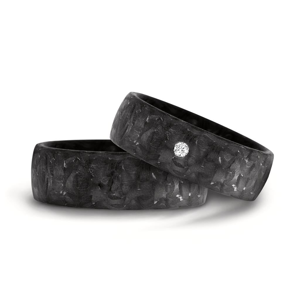 Wedding Ring Carbon Diamond 0.03 ct, w-si