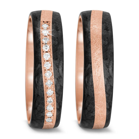 Wedding Ring 14k Rose Gold, Carbon