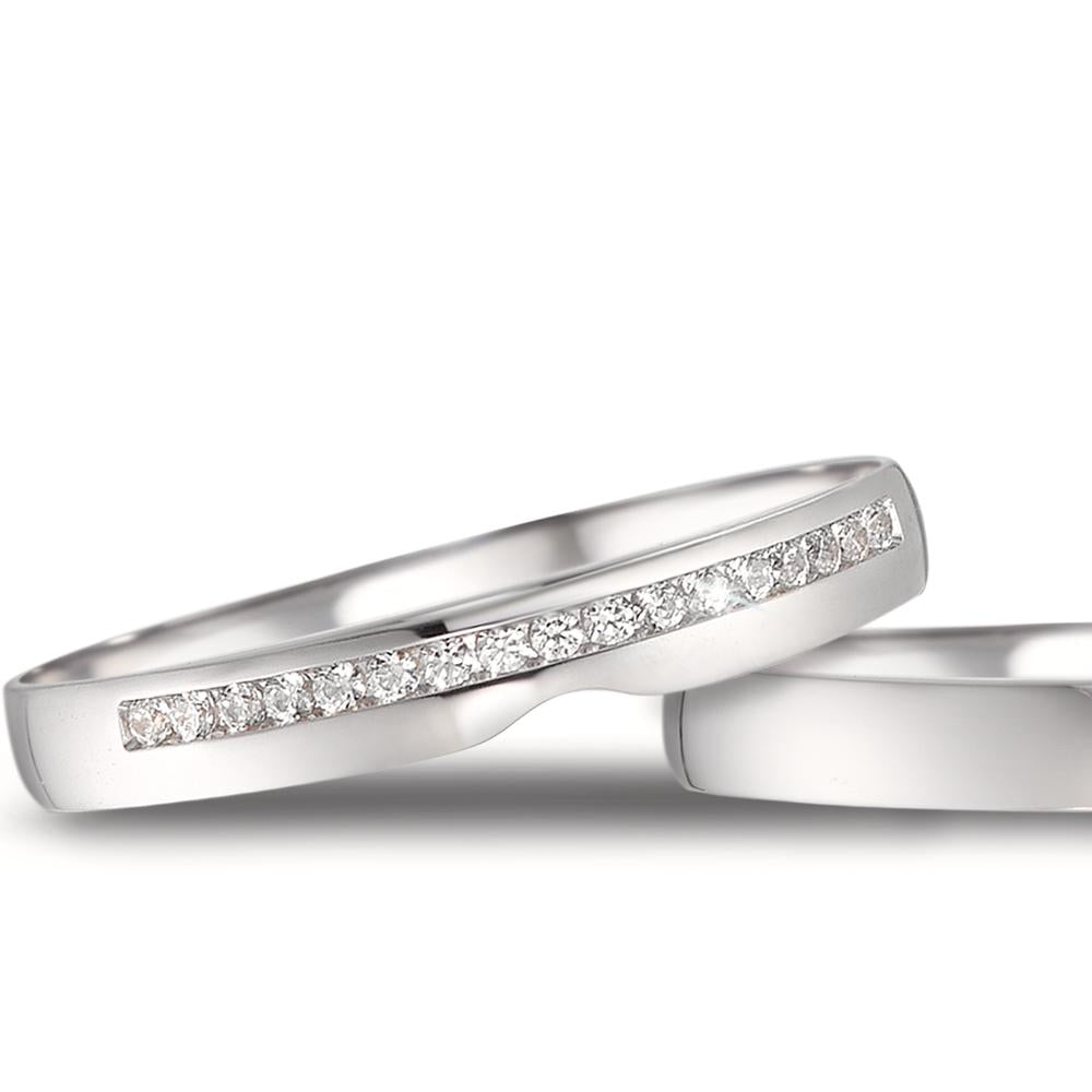 Wedding Ring 18k White Gold Diamond 0.085 ct, 17 Stones, tw-vsi