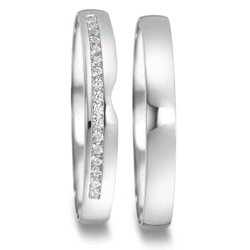 Wedding Ring 18k White Gold Diamond 0.085 ct, 17 Stones, tw-vsi