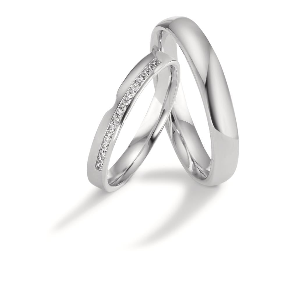 Wedding Ring 18k White Gold Diamond 0.085 ct, 17 Stones, tw-vsi