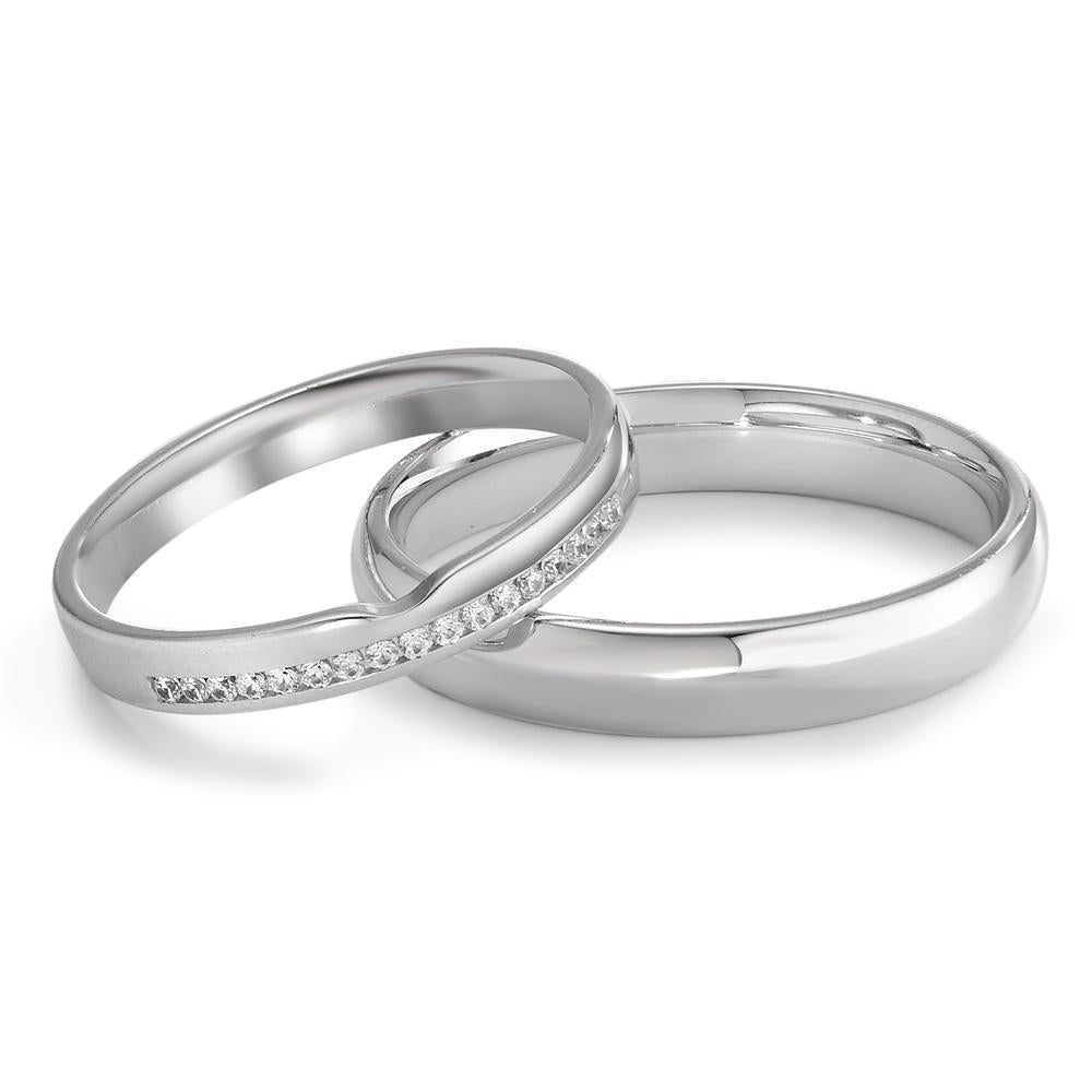 Wedding Ring 18k White Gold Diamond 0.085 ct, 17 Stones, tw-vsi