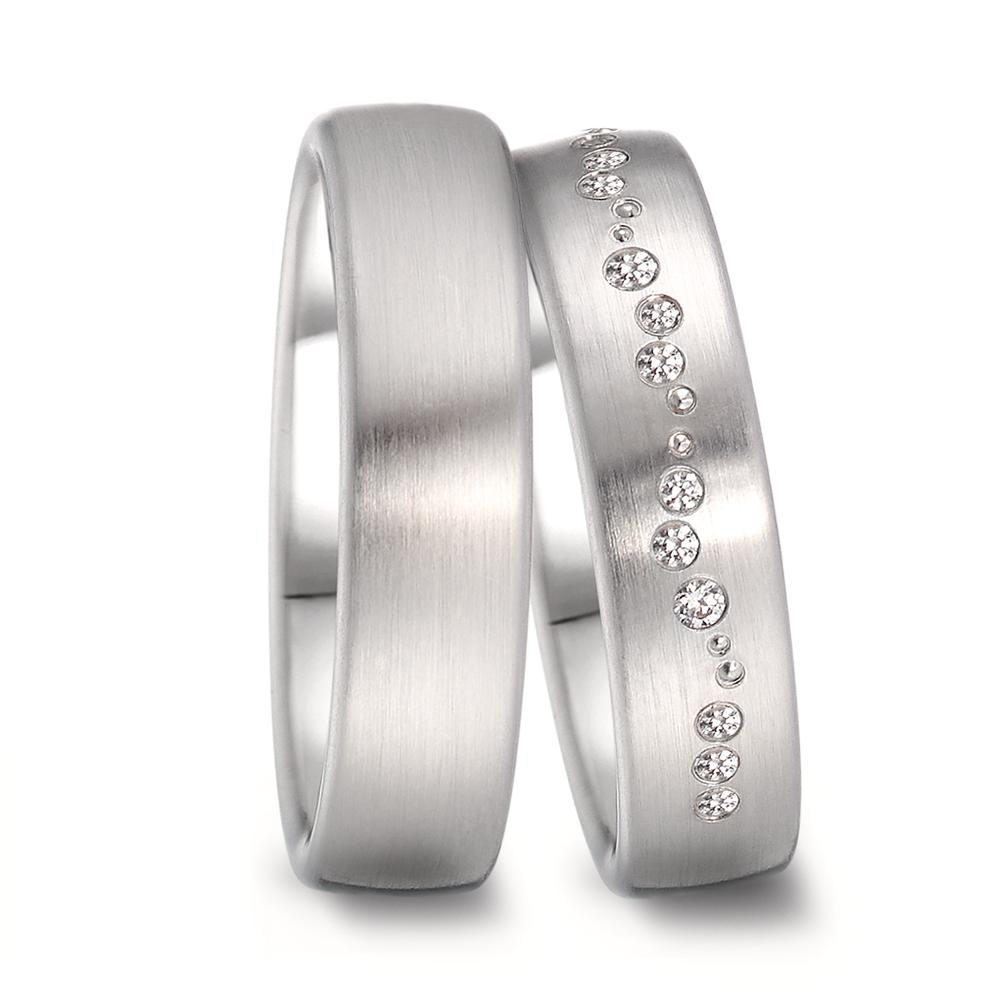 Wedding Ring 18k White Gold Diamond 0.105 ct, 15 Stones, tw-vsi
