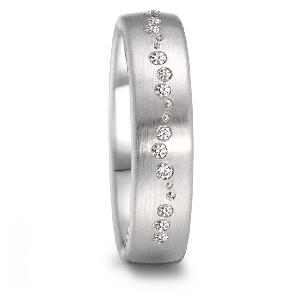 Wedding Ring 18k White Gold Diamond 0.105 ct, 15 Stones, tw-vsi