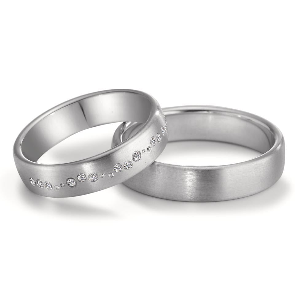 Wedding Ring 18k White Gold Diamond 0.105 ct, 15 Stones, tw-vsi