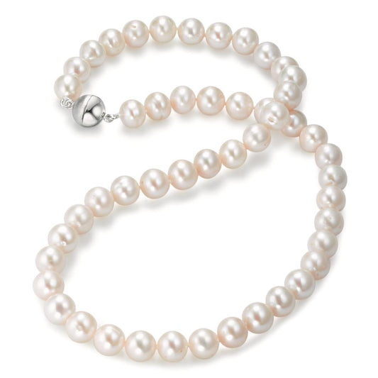 Necklace Silver Rhodium plated Freshwater pearl White 8-8.5 mm 42 cm