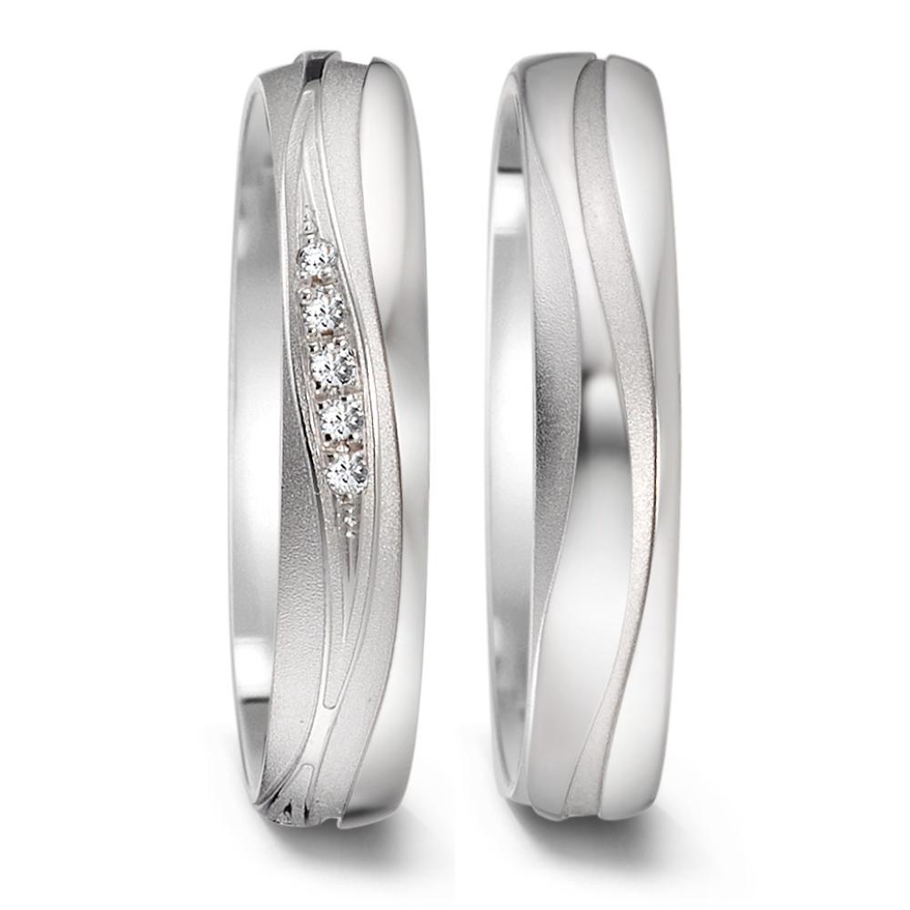 Wedding Ring 18k White Gold Diamond 0.09 ct, 15 Stones, tw-si