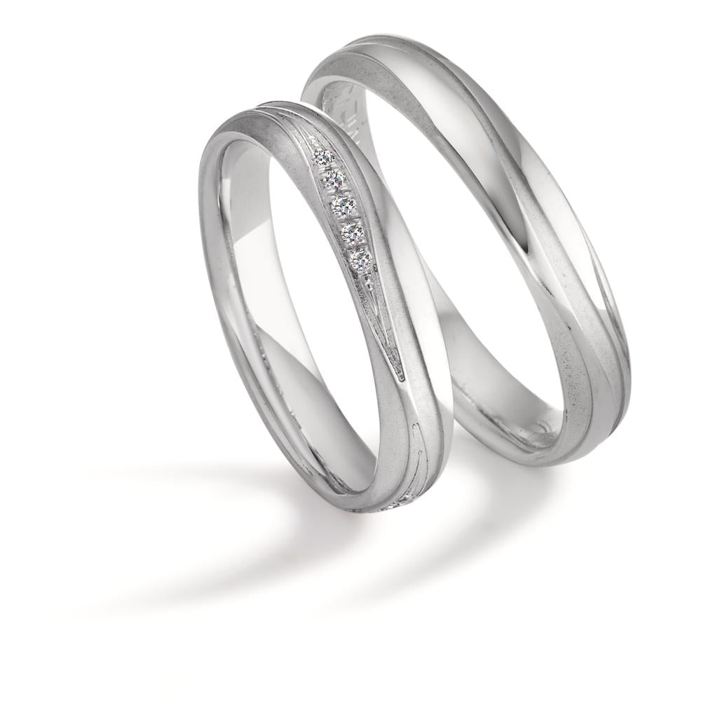 Wedding Ring 18k White Gold Diamond 0.09 ct, 15 Stones, tw-si