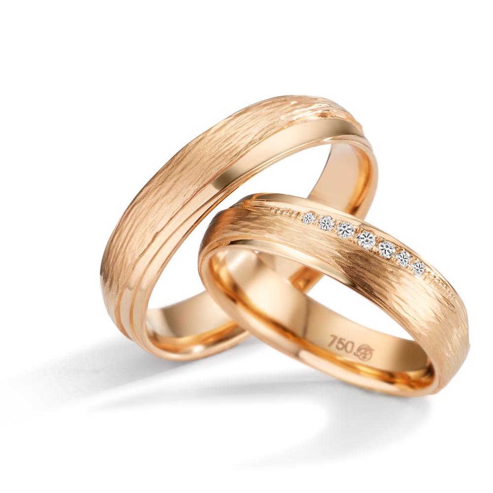 Wedding Ring 18k Rose Gold Diamond 0.048 ct, 7 Stones, tw-si