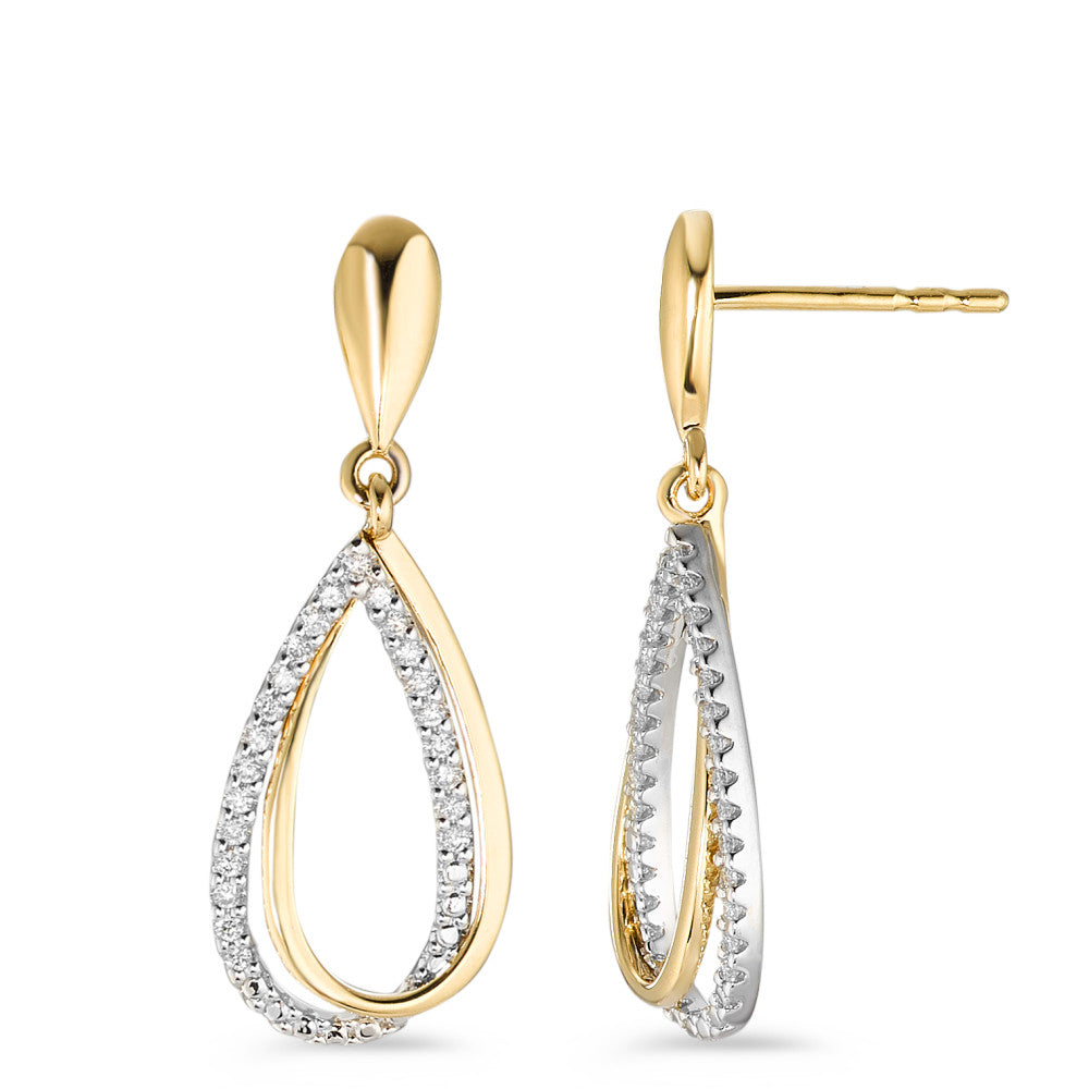 Drop Earrings 18k Yellow Gold, 18k White Gold Diamond White, 0.18 ct, 46 Stones, brilliant, w-si