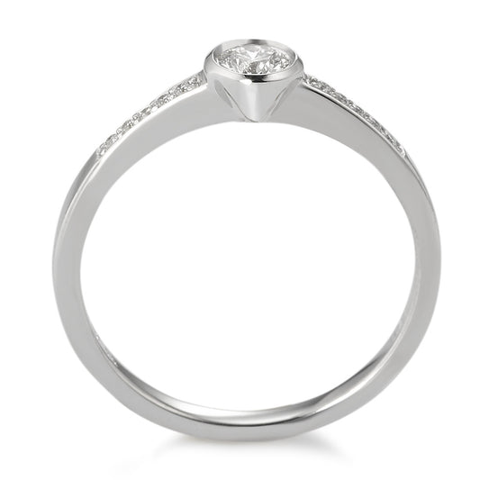 Solitaire ring 18k White Gold Diamond White, 0.22 ct, 11 Stones, brilliant, w-si Ø4.5 mm