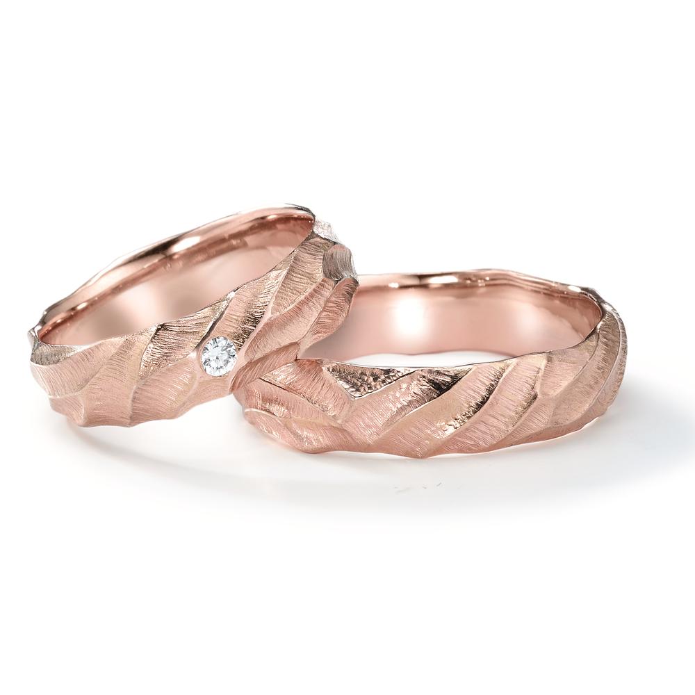 Wedding Ring 18k Red Gold Diamond 0.04 ct, w-si