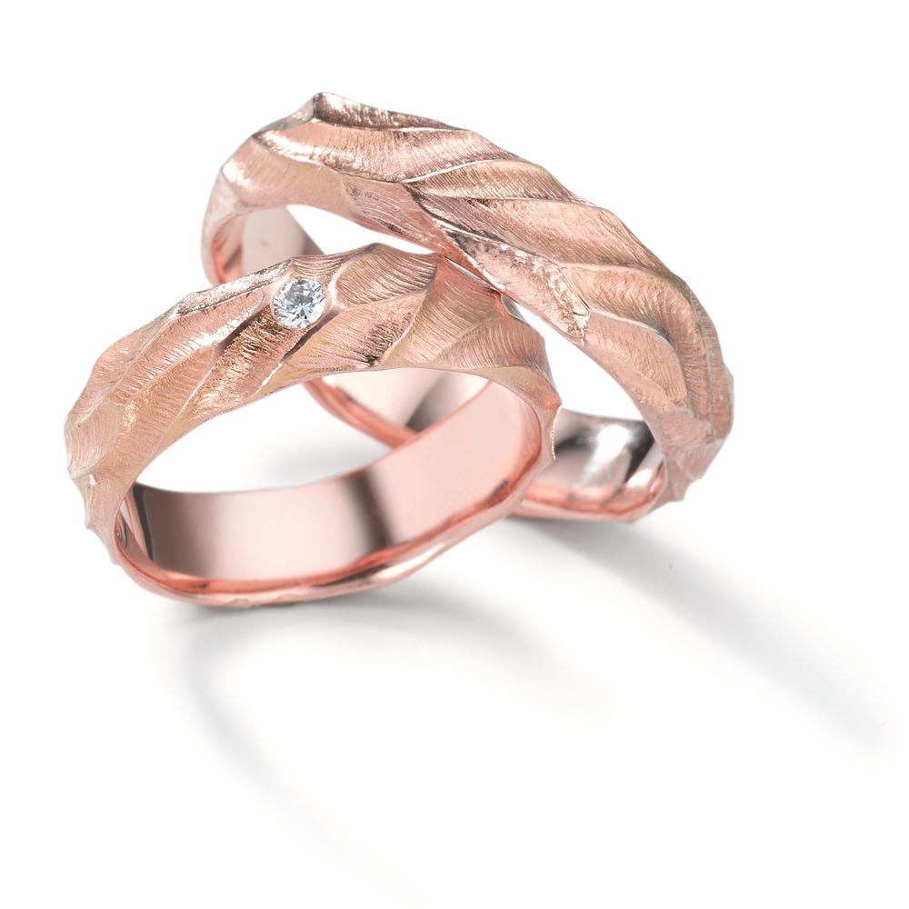 Wedding Ring 18k Red Gold Diamond 0.04 ct, w-si
