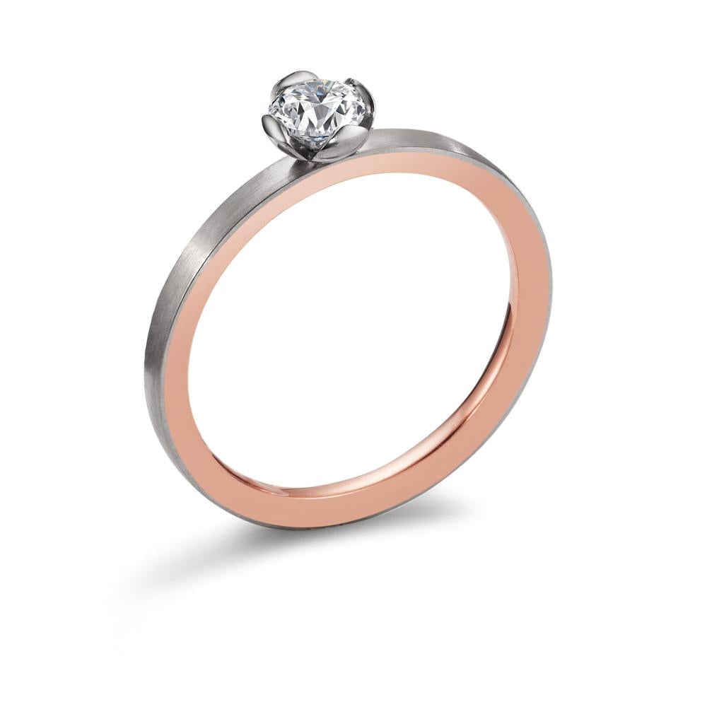 Solitaire ring 18k Red Gold, 18k White Gold Diamond 0.25 ct, tw-vsi